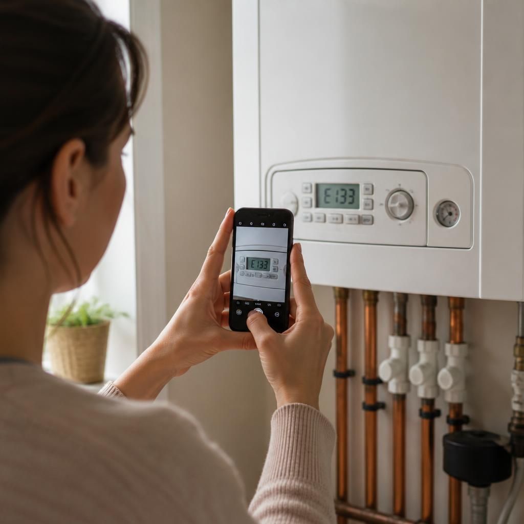 Tenant photographing a boiler fault code on the display
