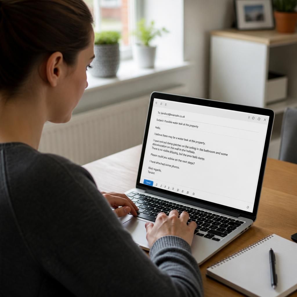 Tenant reporting a suspected leak to a landlord by email