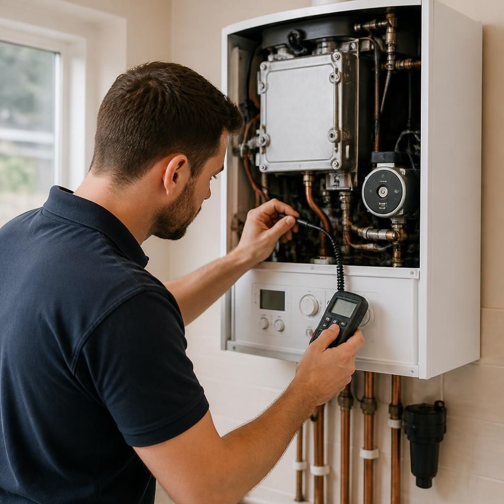 Domestic boiler receiving a professional service