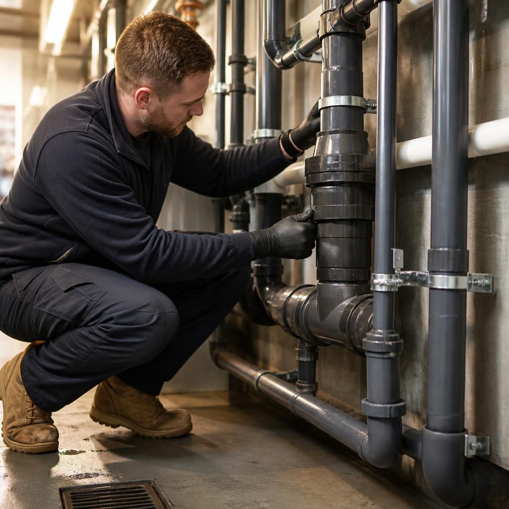 Maintained commercial drainage pipework serving a business premises
