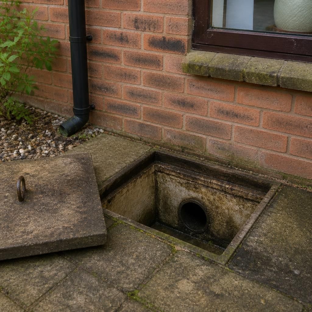 Clear drain access point beside a residential property before jetting work