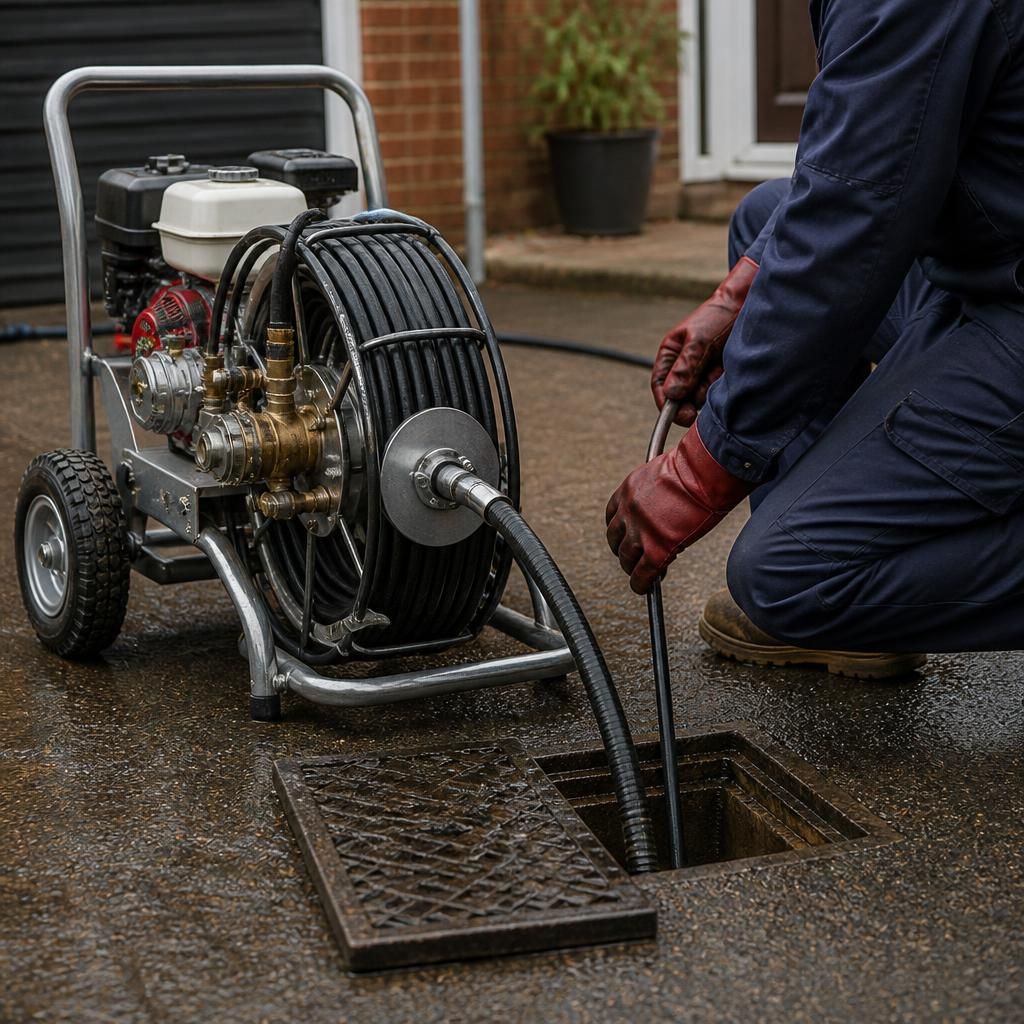 Specialist drain jetting equipment prepared for use