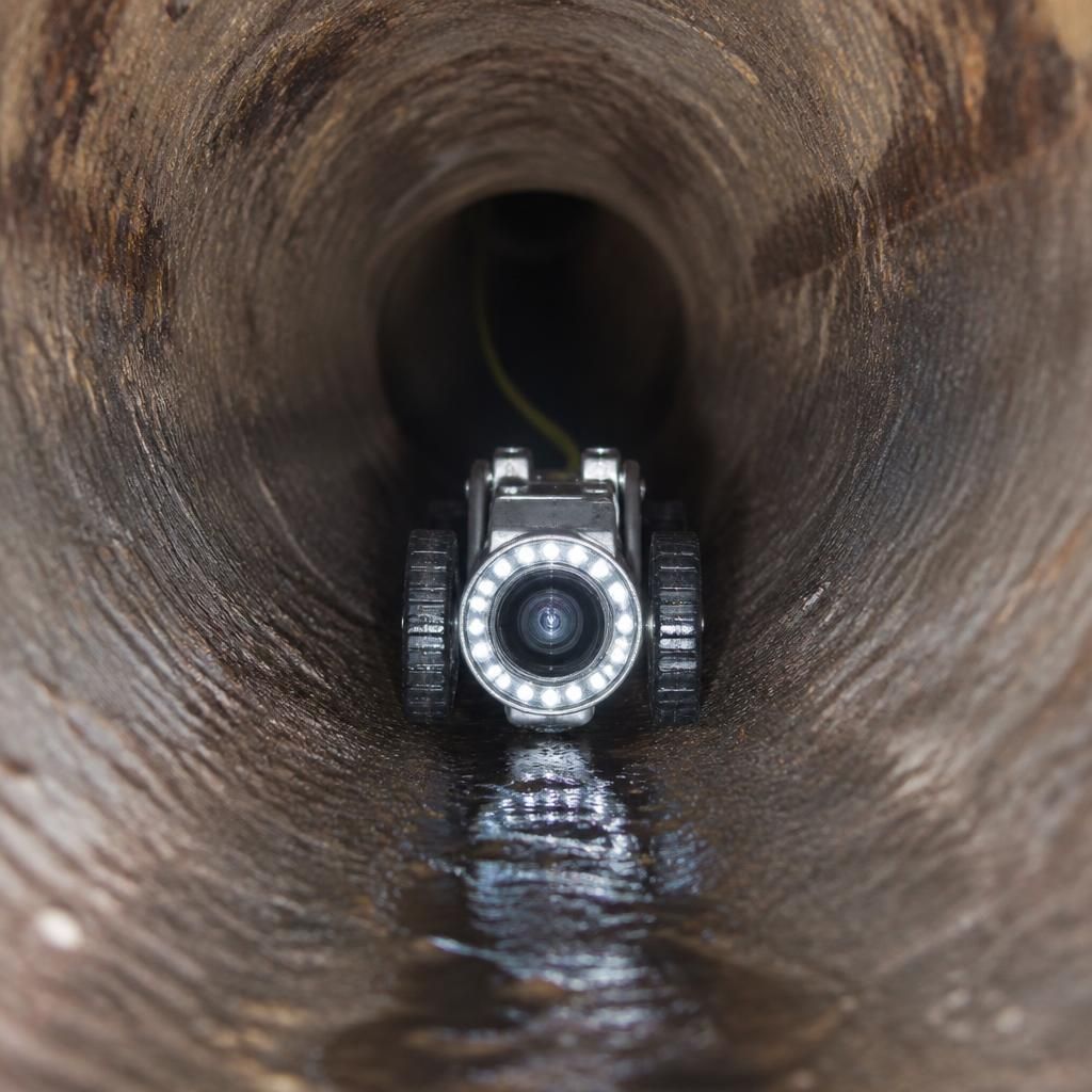 CCTV camera inspecting the inside of a residential drain pipe