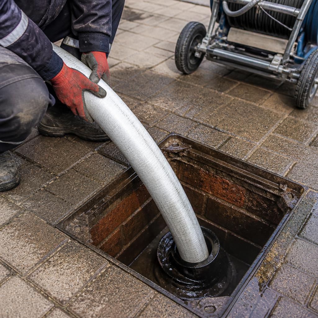 Drain relining liner being inserted through an inspection chamber