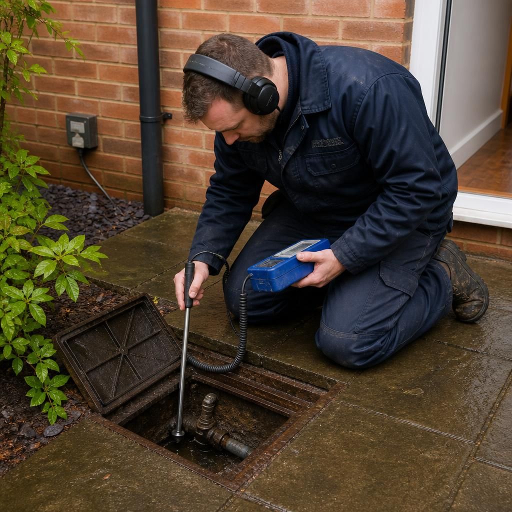 Plumber investigating an external underground water service