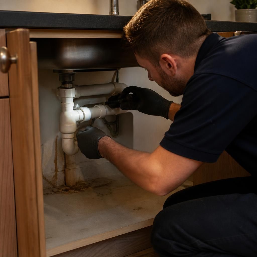 Inspection of waste pipework and drainage connections for leakage